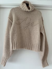 Image 2 of AJE Mocha Alpaca Wool Jumper Evita Sweater Balloon Sleeve XS