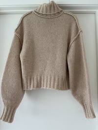 Image 3 of AJE Mocha Alpaca Wool Jumper Evita Sweater Balloon Sleeve XS