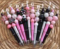 Image 1 of Pink & Black Bougie Beaded Pens 