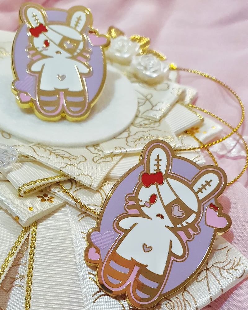 Image of Gothic Heart Bunny Enamel Pin
