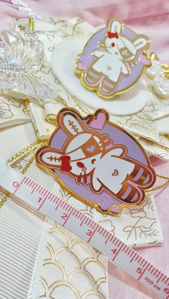 Image of Gothic Heart Bunny Enamel Pin
