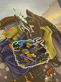 Image 4 of 3x2.8in Spot Holographic Past/Present Vinyl Sticker