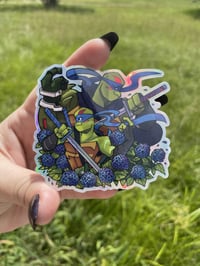 Image 1 of 3x2.8in Spot Holographic Past/Present Vinyl Sticker