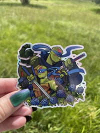 Image 2 of 3x2.8in Spot Holographic Past/Present Vinyl Sticker