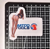 Image 2 of Matco Tools Gorgeous Round Booty In Garter Belt, Nylons, & Heels Matte Vinyl Sticker