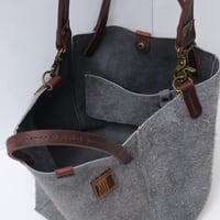 Image 7 of 3-Panel Two-way Tote in grayish blue suede