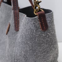 Image 6 of 3-Panel Two-way Tote in grayish blue suede