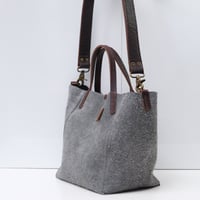 Image 4 of 3-Panel Two-way Tote in grayish blue suede