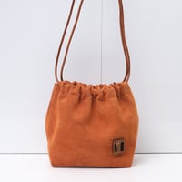 Image 1 of Scrunchy Suede Sling in pumpkin