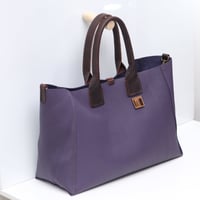 Image 2 of Slouchy 3-panel Tote in pebbled deep purple