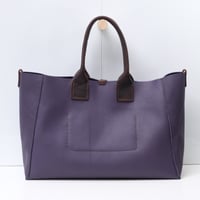 Image 3 of Slouchy 3-panel Tote in pebbled deep purple