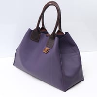Image 5 of Slouchy 3-panel Tote in pebbled deep purple
