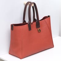Image 2 of Slouchy 3-panel Tote in pebbled warm orange