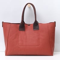 Image 3 of Slouchy 3-panel Tote in pebbled warm orange