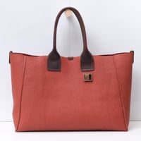 Image 1 of Slouchy 3-panel Tote in pebbled warm orange