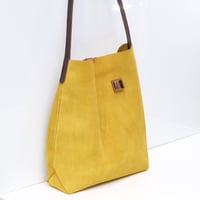 Image 2 of Suede Single Sling Tote in limone