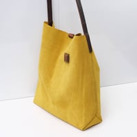 Image 5 of Suede Single Sling Tote in limone