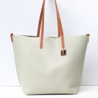 Image 1 of Slouchy Wide Tote in light mint