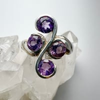 Image 1 of Amethyst and Sterling Silver 4 Stone Ring