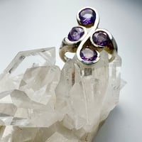 Image 2 of Amethyst and Sterling Silver 4 Stone Ring