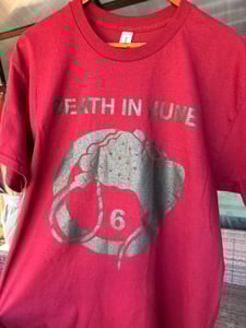 Image of *official merchandise* Death In June RED with dark silver Whip Hand shirt