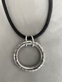 Image 2 of Silver ring on blue cording