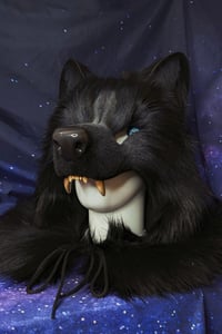 Image 4 of Black Wolf Fur realistic head Mask