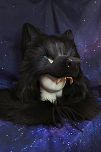 Image 5 of Black Wolf Fur realistic head Mask