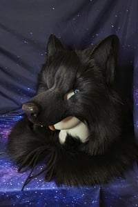 Image 7 of Black Wolf Fur realistic head Mask