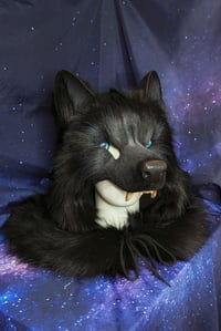 Image 8 of Black Wolf Fur realistic head Mask