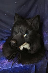Image 9 of Black Wolf Fur realistic head Mask