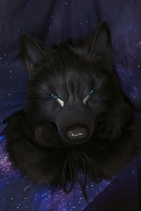 Image 6 of Black Wolf Fur realistic head Mask