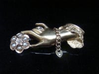 Image 1 of VICTORIAN 15ct HAND PEARL ROSE CUT DIAMOND BROOCH