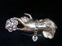 Image 3 of VICTORIAN 15ct HAND PEARL ROSE CUT DIAMOND BROOCH