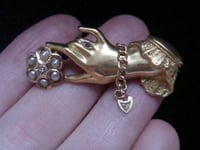 Image 6 of VICTORIAN 15ct HAND PEARL ROSE CUT DIAMOND BROOCH