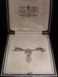Image 1 of EDWARDIAN 18CT MAPPIN AND WEBB PEARL ROSE CUT DIAMOND BROOCH IN ORIGINAL BOX 2.9