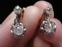 Image 5 of EDWARDIAN FRENCH 18CT LARGE OLD CUT DIAMOND 0.80ct DROP EARRINGS