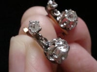 Image 6 of EDWARDIAN FRENCH 18CT LARGE OLD CUT DIAMOND 0.80ct DROP EARRINGS
