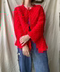 Image 3 of Poppy Red Crochet Sweater 