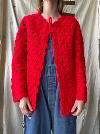 Image 1 of Poppy Red Crochet Sweater 