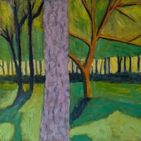 Image 1 of Woodland Edge, 2025. Oil on linen. 15 x 15 in. Unframed. 
