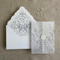 Image 9 of English botanical garden Vellum wrap for 5x7 card and liner for A7 euro envelope
