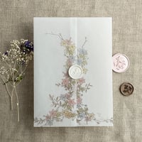 Image 2 of Marianne's bouquet floral printed vellum wraps for 5x7 inches card PACK of 10