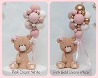 Image 2 of Sit Bear Holding Balloons Cake Topper - Lightweight Clay