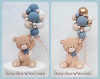 Image 3 of Sit Bear Holding Balloons Cake Topper - Lightweight Clay