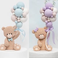 Image 5 of Sit Bear Holding Balloons Cake Topper - Lightweight Clay