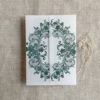 Image 7 of La belle antique rose floral lace printed Vellum wrap for 5x7 card PACK of 10