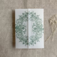 Image 17 of La belle antique rose floral lace printed Vellum wrap for 5x7 card PACK of 10