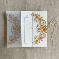 Image 6 of La belle antique rose floral lace printed Vellum wrap for 5x7 card PACK of 10