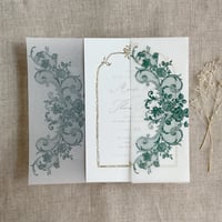 Image 8 of La belle antique rose floral lace printed Vellum wrap for 5x7 card PACK of 10
